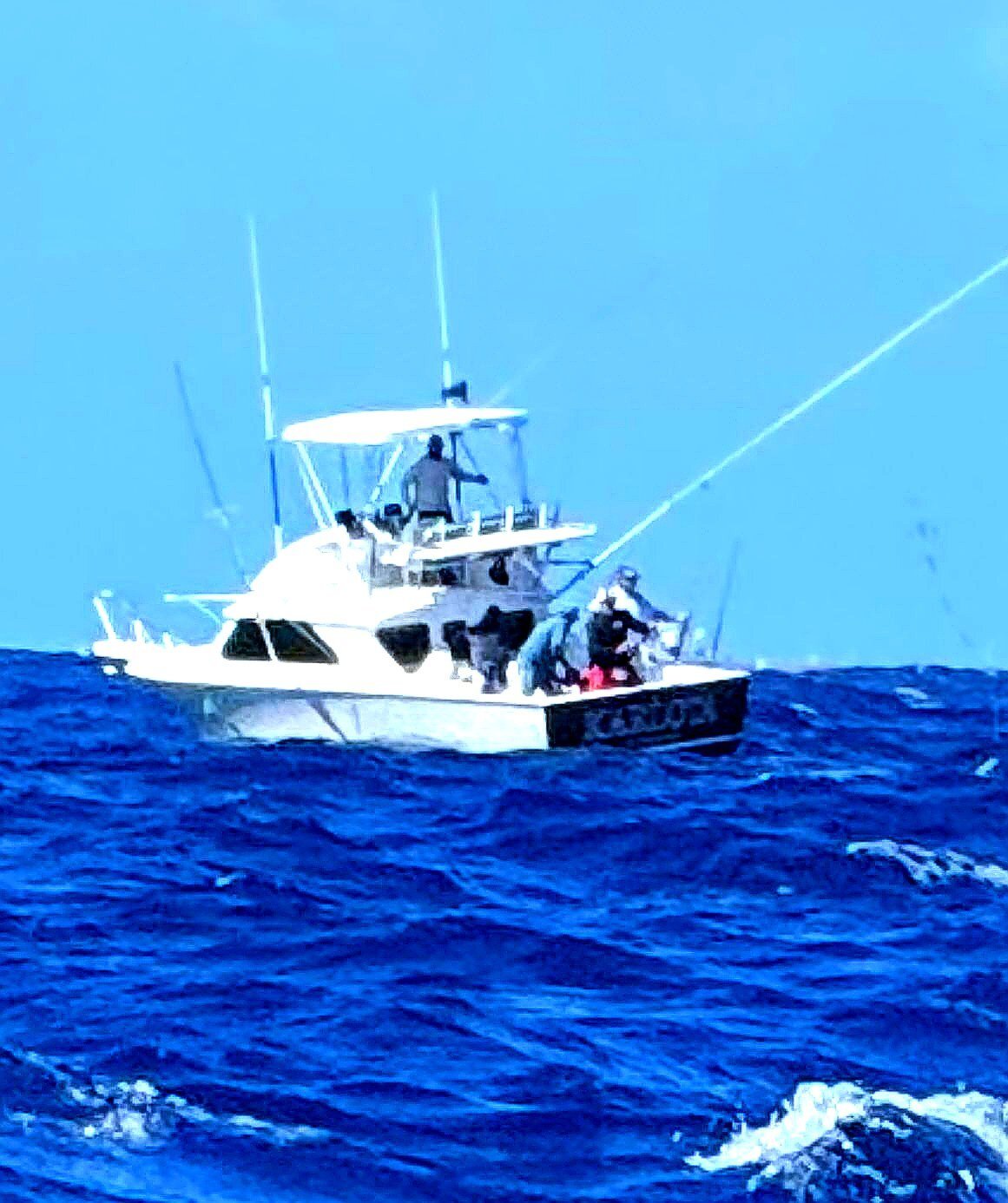 Offshore trolling action aboard a Boating Puerto Rico sportfishing charter