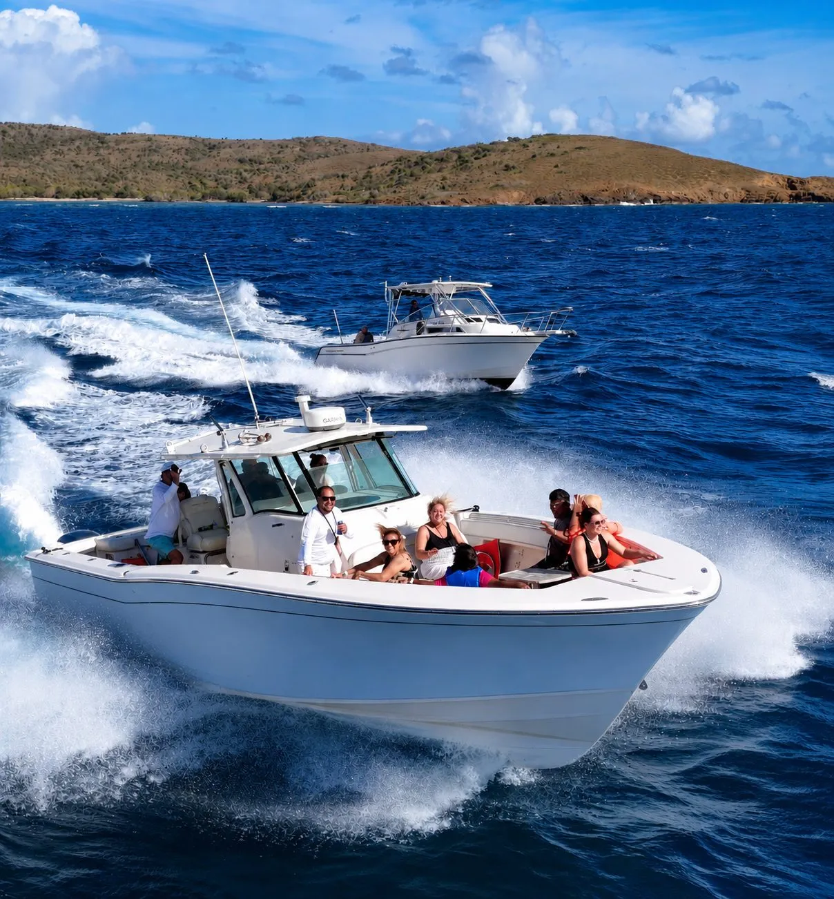 Grady White 38 running to Icacos with guests aboard