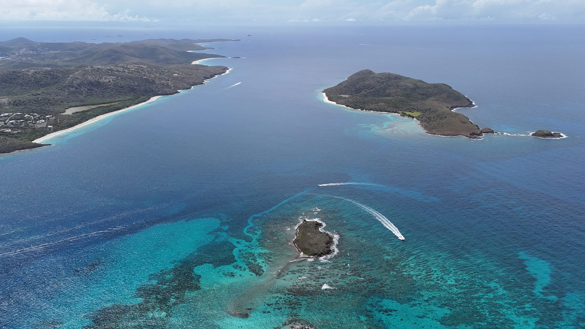 Aerial view of Culebra, Puerto Rico near Luis PeƱa