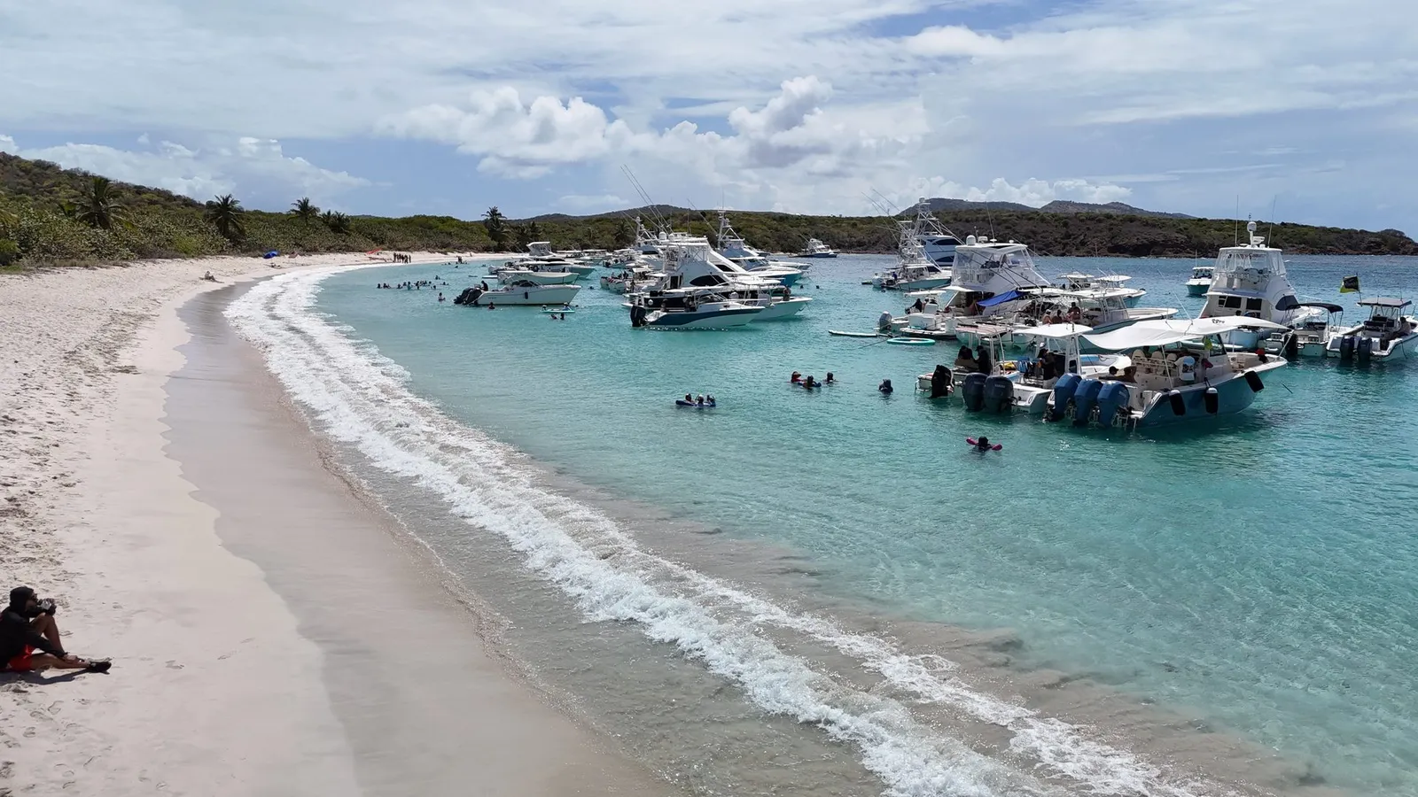 Private yachts anchored in turquoise water near Culebra Puerto Rico