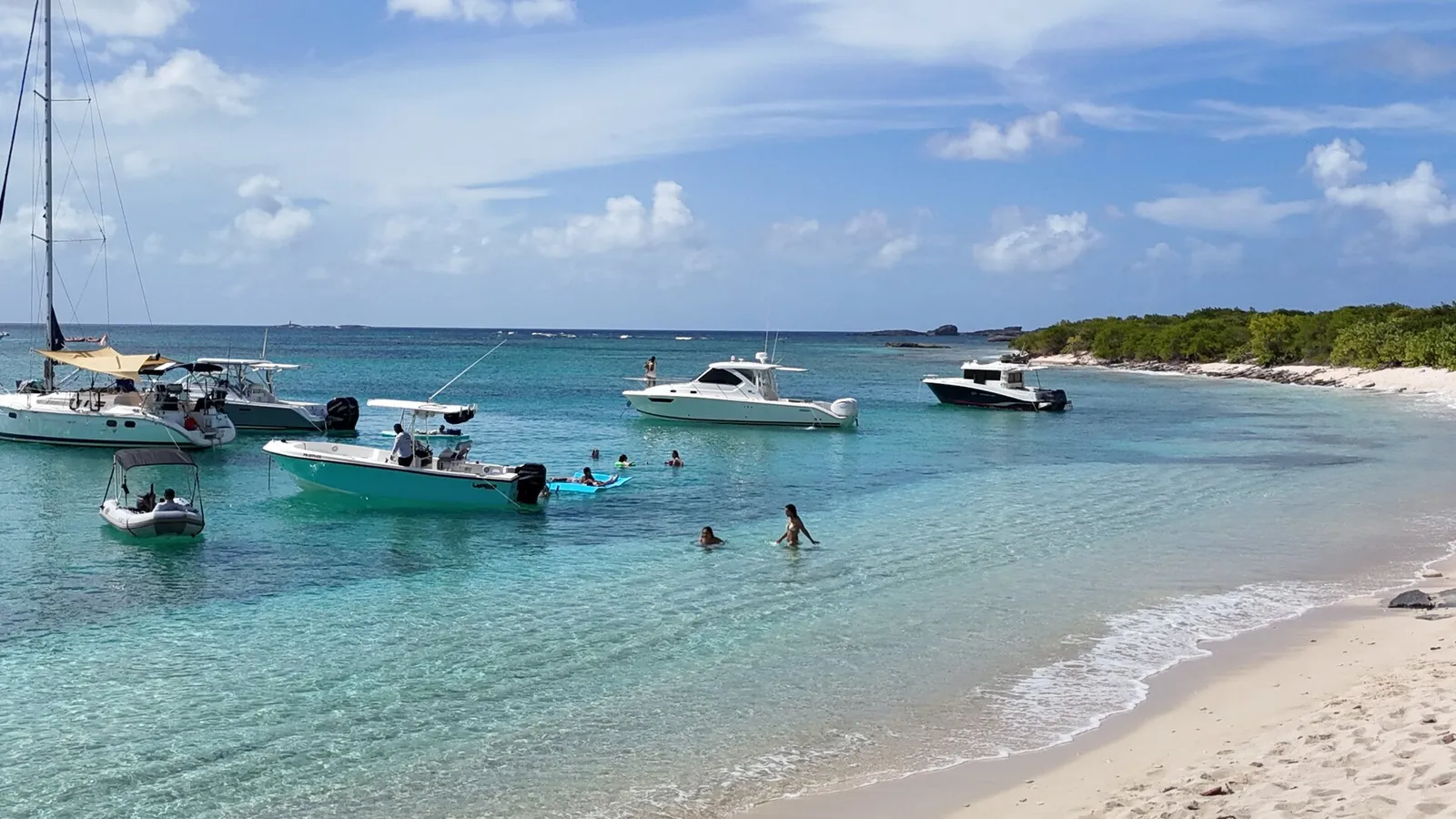 Aerial drone view of Cayo Icacos sandbar, Puerto Rico