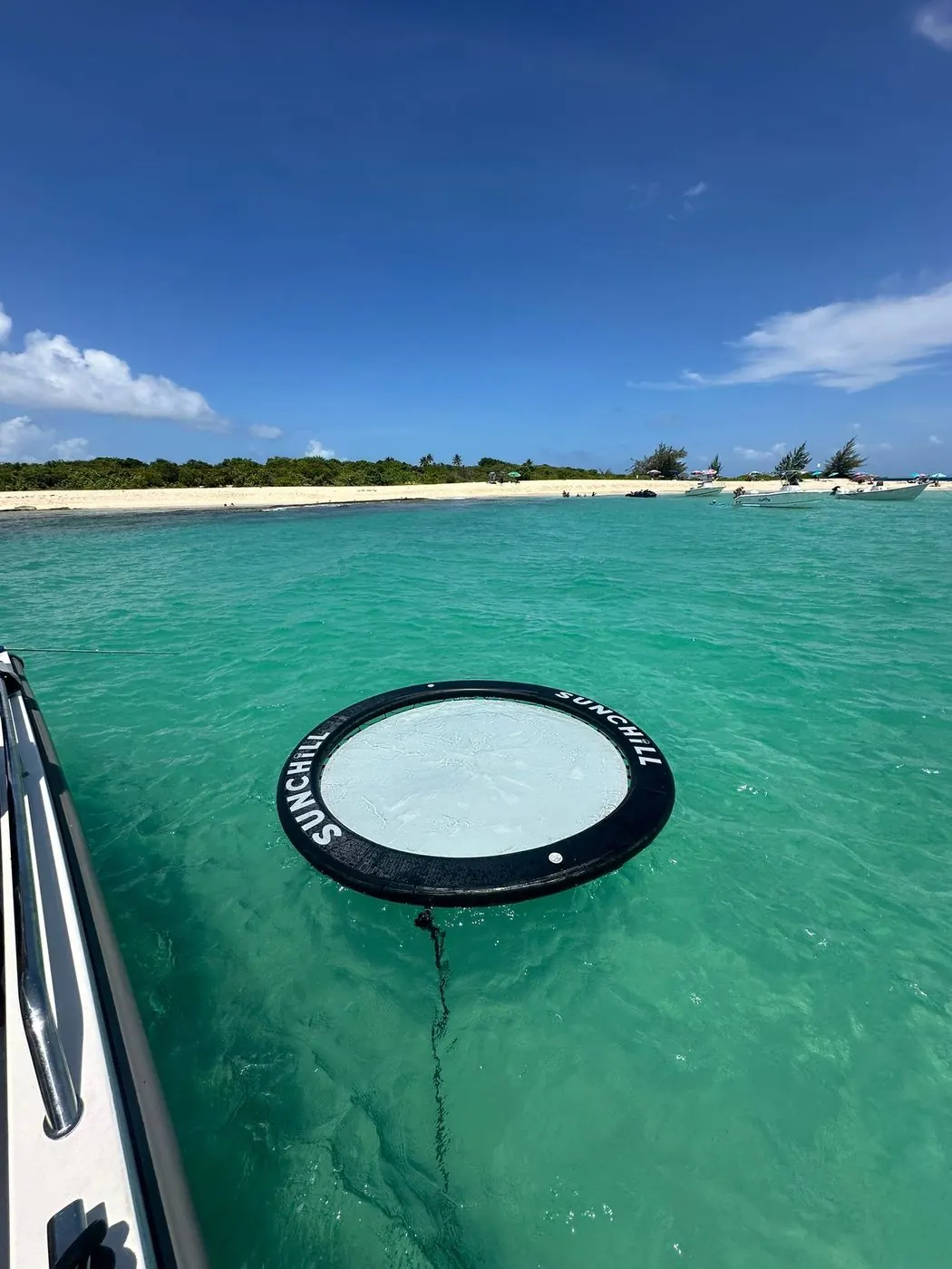 Floating mat day with the Axopar at anchor