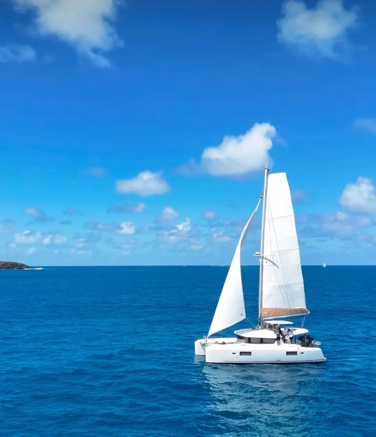 Lagoon 48 catamaran under sail off Puerto Rico