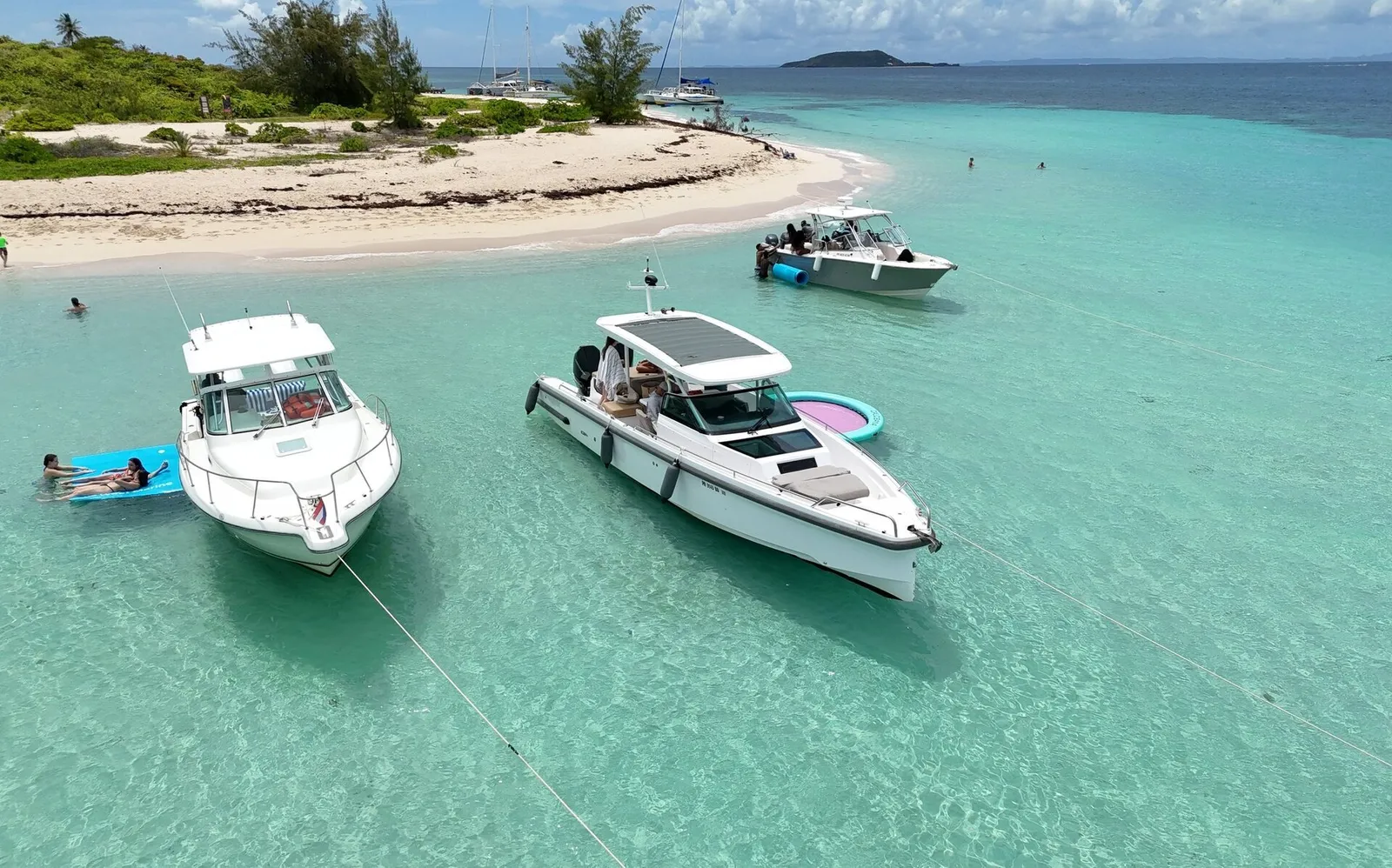 Guests enjoying a Boating Puerto Rico sandbar excursion