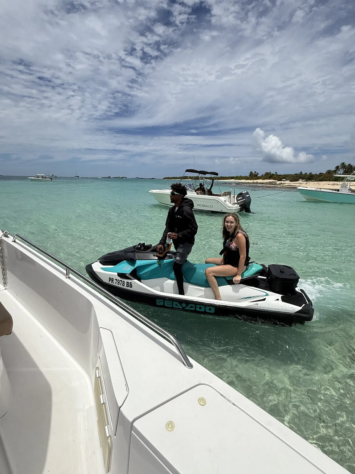 Jet ski rider on clear turquoise water in Puerto Rico