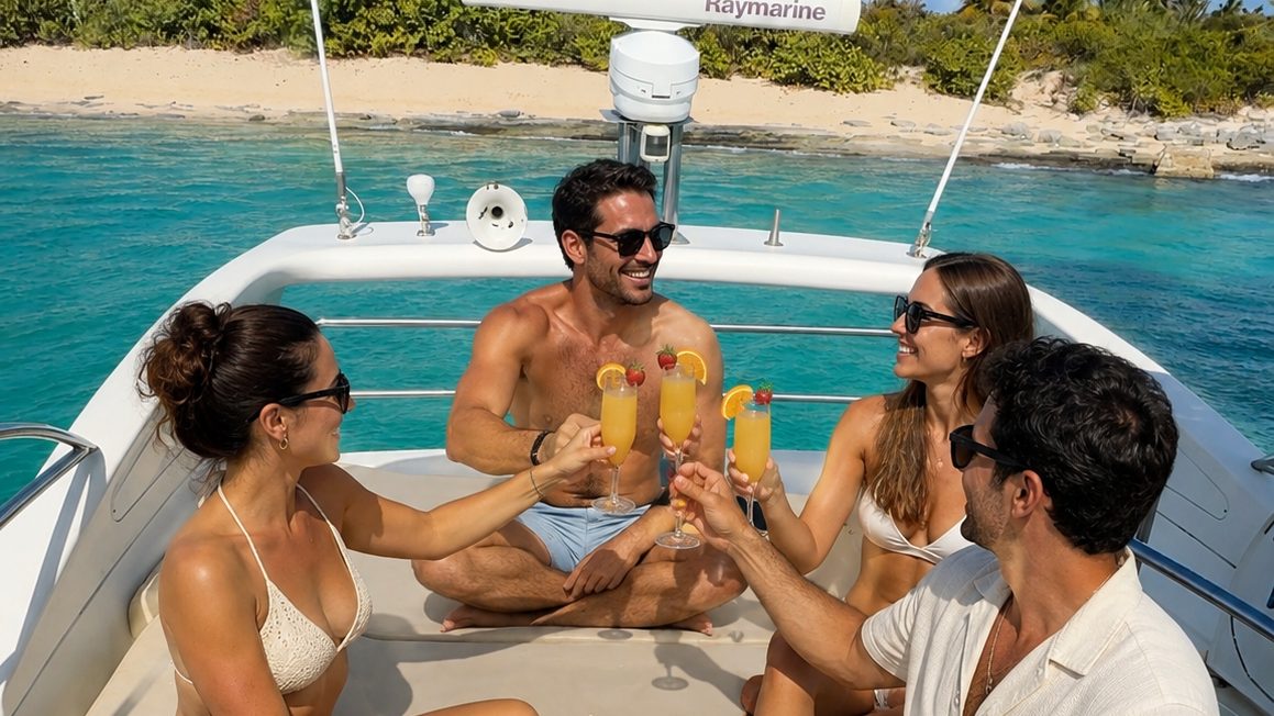 Tropical drinks served aboard a Boating Puerto Rico charter