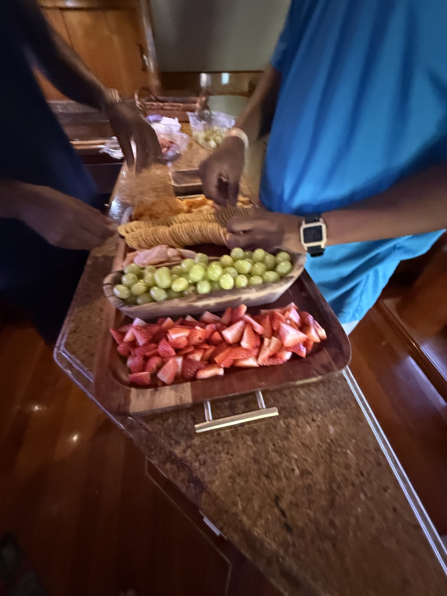 Fresh fruit and snacks served aboard a Boating Puerto Rico charter