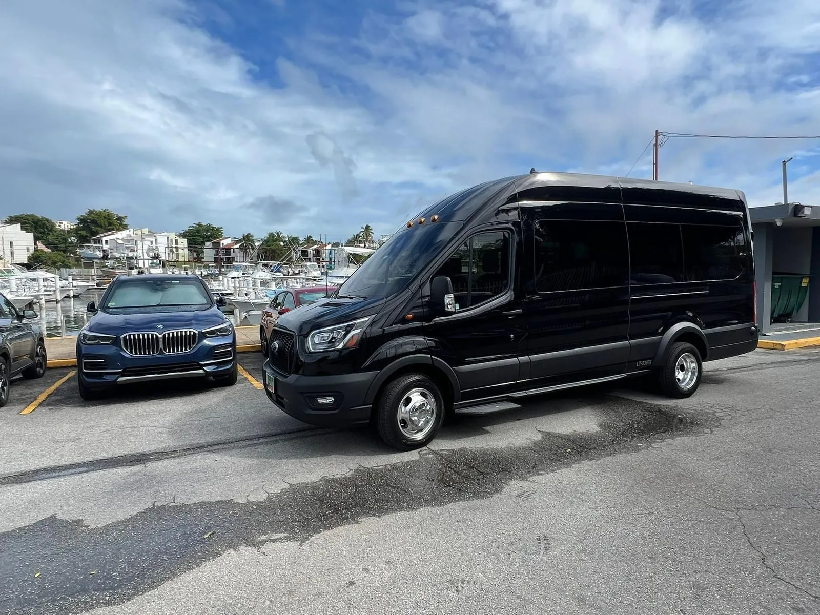 Private transportation arriving at Marina Puerto del Rey, Fajardo